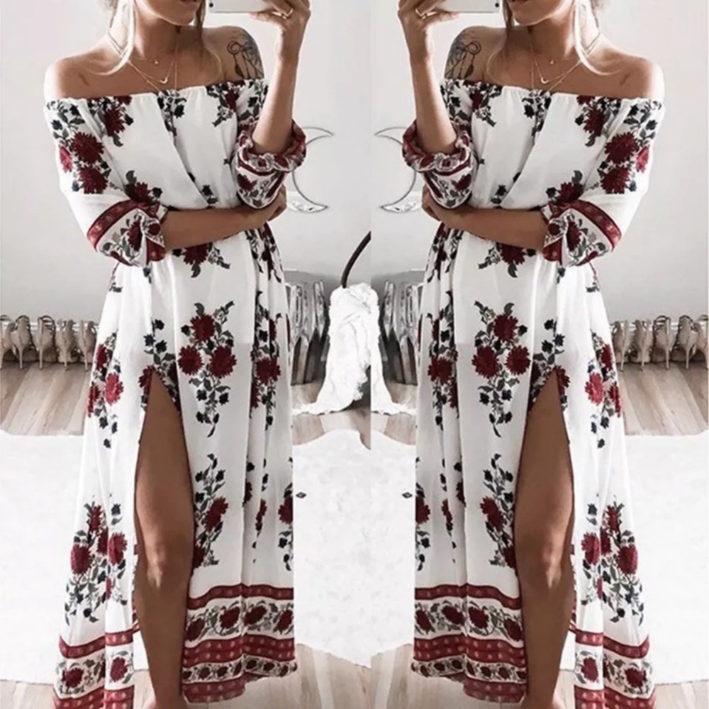 🌹Host Pick🌹Romantic Off Shoulder Leg Spilt Dress - Picture 2 of 3